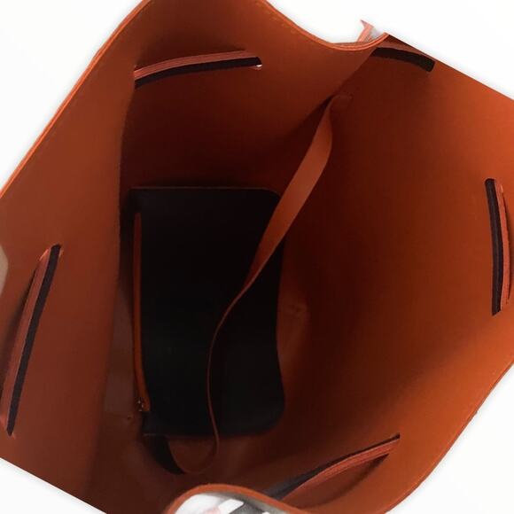 Aubergine and Orange Drawstring Bucket Bag - Picture 5 of 5